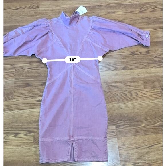 ISABEL MARANT ÉTOILE PUFF SLEEVE DENIM DRESS IN PINK size 34 / us XS - Picture 9 of 15